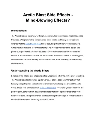 Arctic Blast Side Effects - Mind-Blowing Effects?