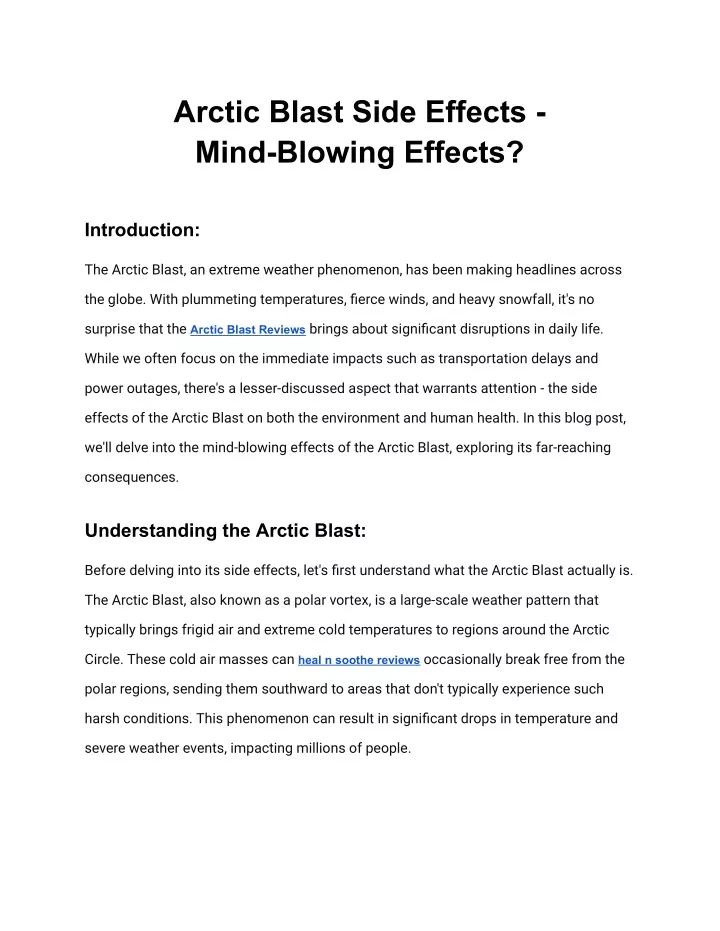 arctic blast side effects mind blowing effects