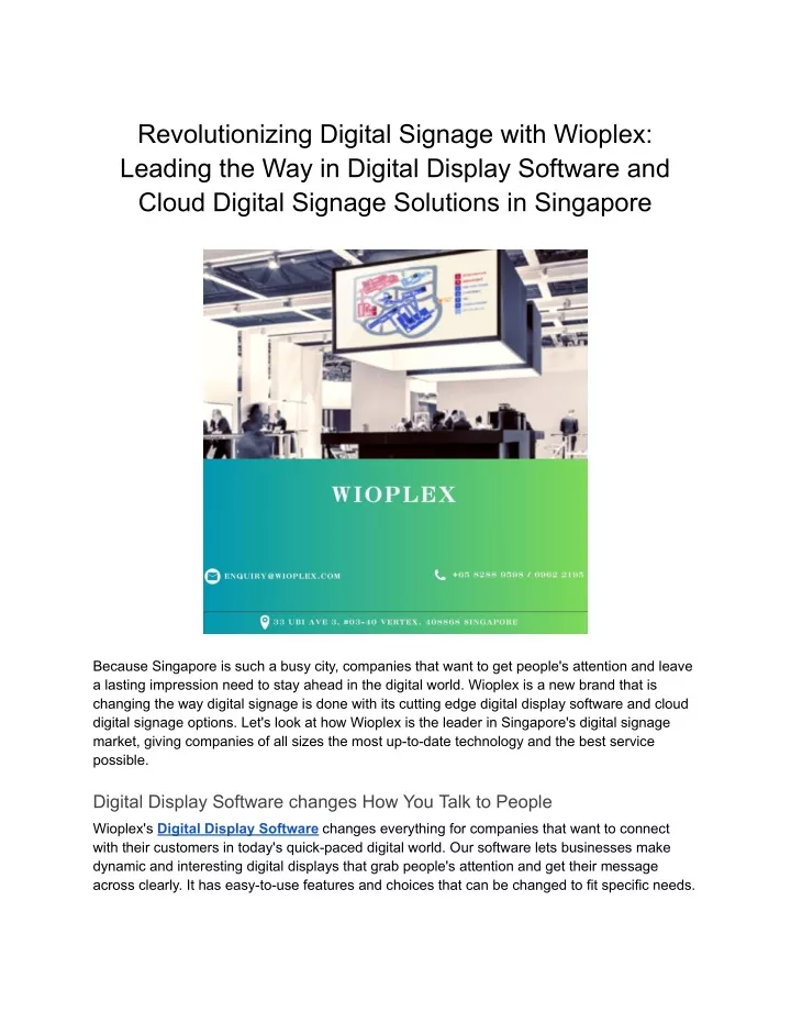 revolutionizing digital signage with wioplex