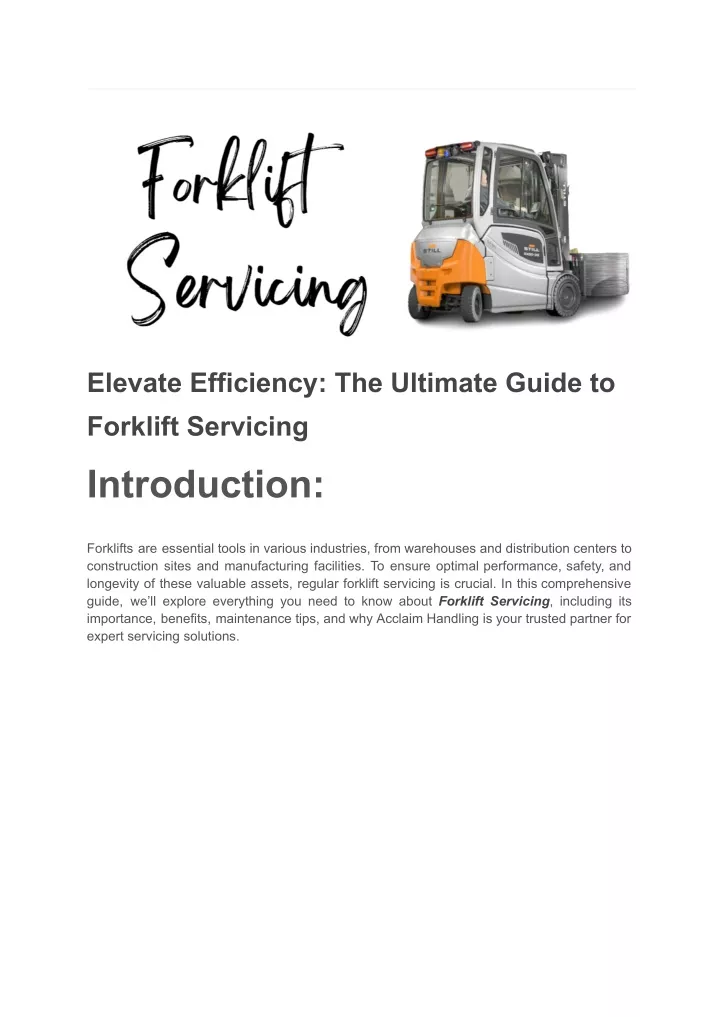 elevate efficiency the ultimate guide to forklift