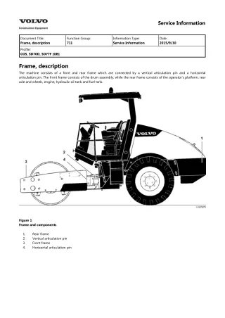 VOLVO SD70D SINGLE-DRUM ROLLER Service Repair Manual