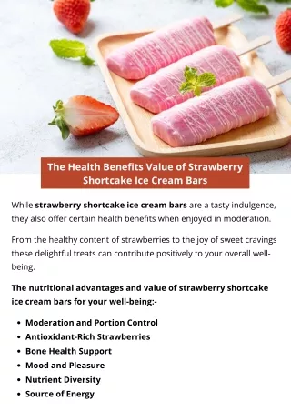 The Health Benefits Value of Strawberry Shortcake Ice Cream Bars