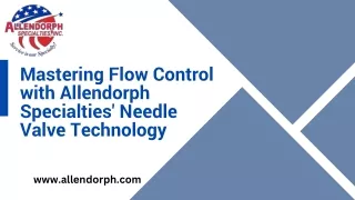 Mastering Flow Control with Allendorph Specialties' Needle Valve Technology