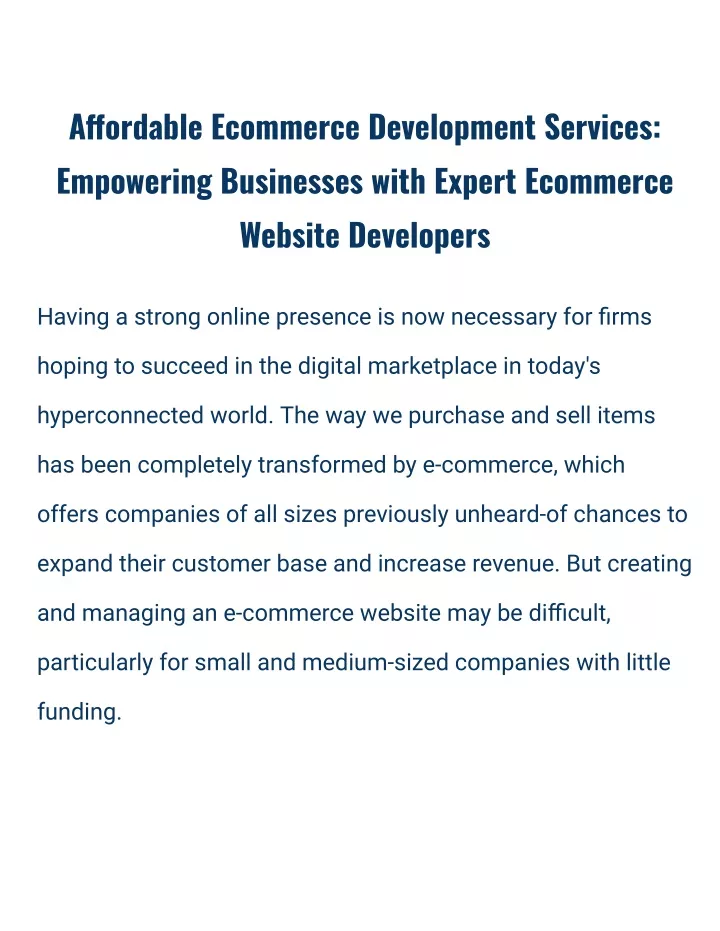a ordable ecommerce development services