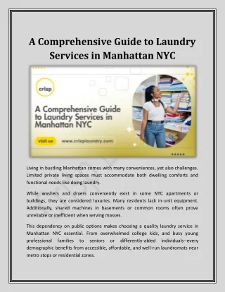 A Comprehensive Guide to Laundry Services in Manhattan NYC