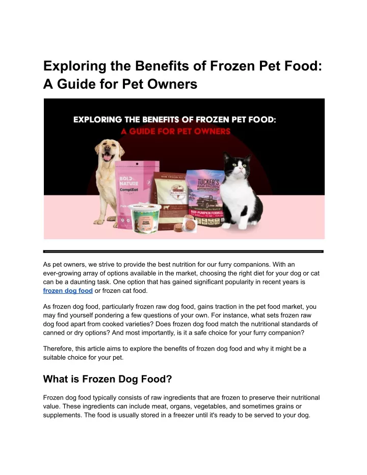 exploring the benefits of frozen pet food a guide