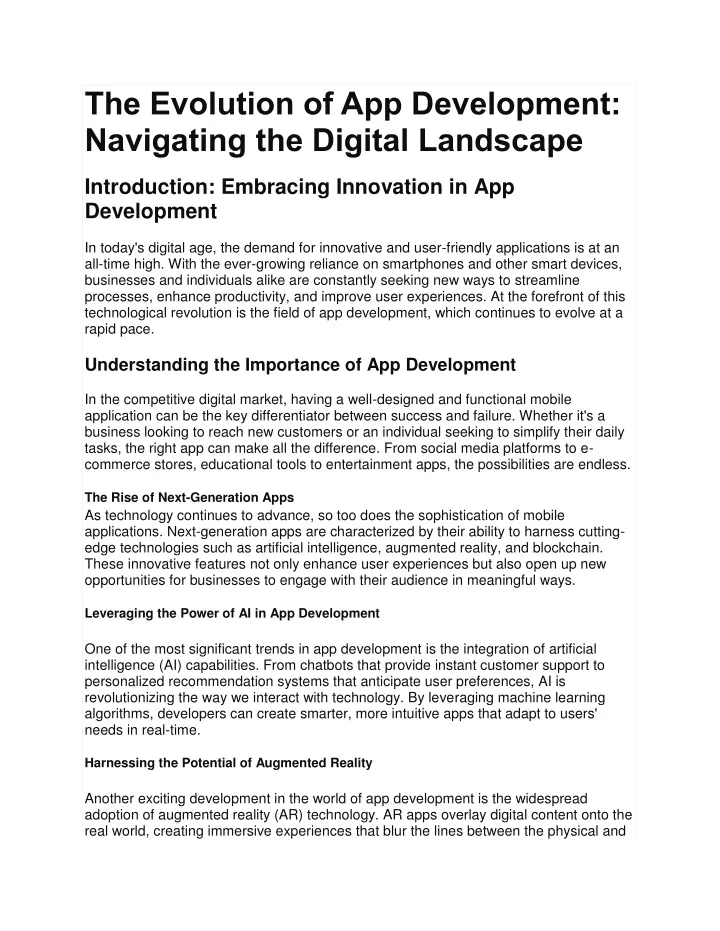 the evolution of app development navigating