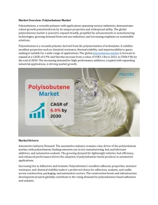 market overview polyisobutene market