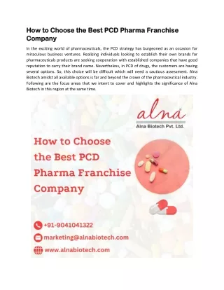 How to Choose the Best PCD Pharma Franchise Company