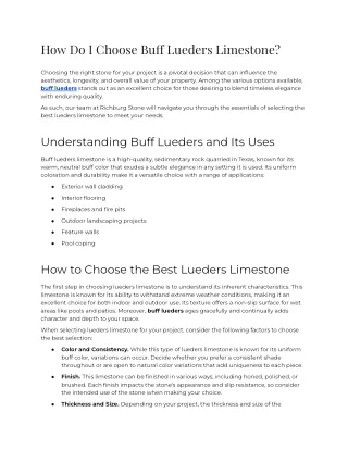 How Do I Choose Buff Lueders Limestone