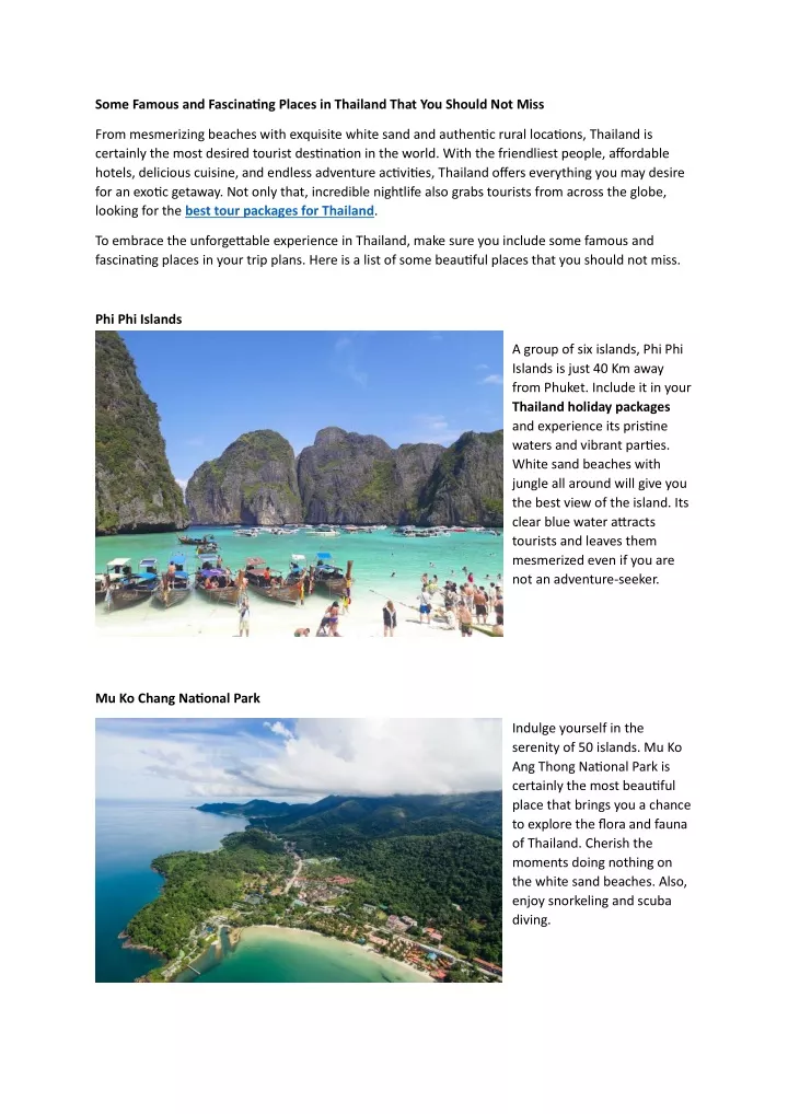 some famous and fascinating places in thailand