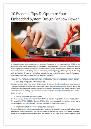 10 Essential Tips To Optimize Your Embedded System Design For Low Power