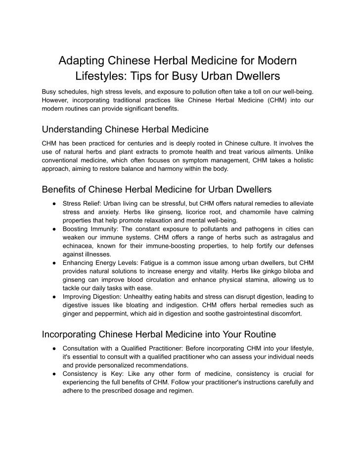 adapting chinese herbal medicine for modern