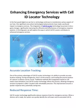 enhancing emergency services with cell id locator