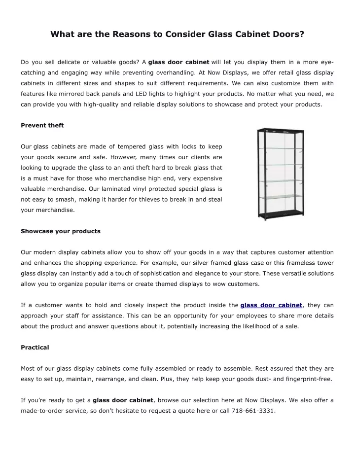 what are the reasons to consider glass cabinet