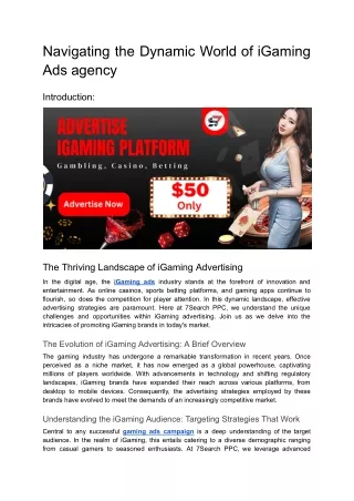 navigating the dynamic world of igaming ads agency