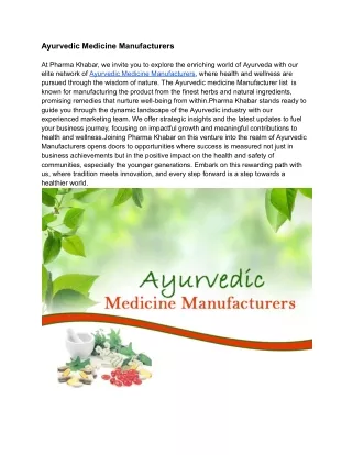 Ayurvedic Medicine Manufacturers