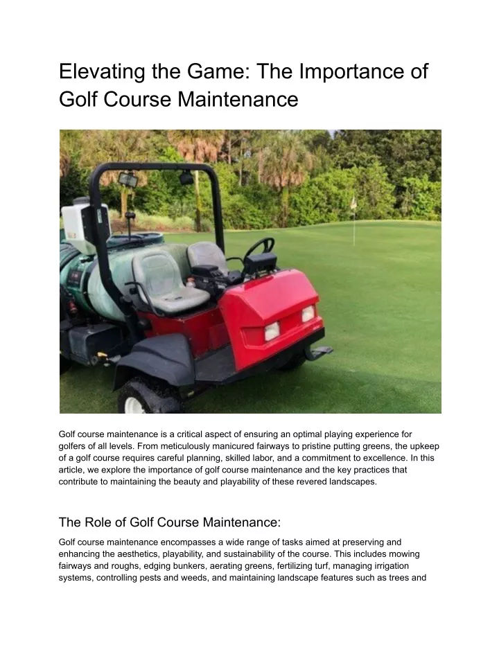 elevating the game the importance of golf course