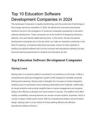 Top 10 Education Software Development Companies in 2024