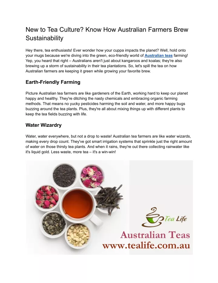 new to tea culture know how australian farmers