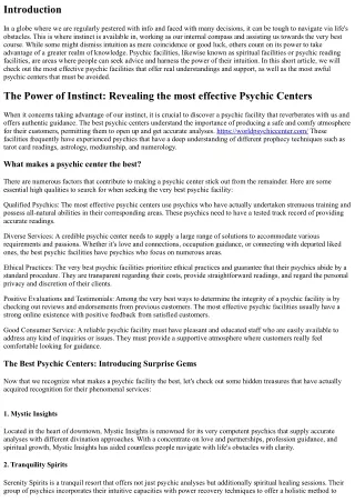 The Power of Instinct: Unveiling the very best Psychic Centers