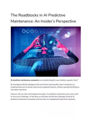 The Roadblocks in AI Predictive Maintenance: An Insider’s Perspective