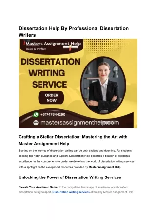 Dissertation Help By Professional Dissertation Writers