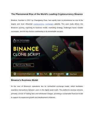 The Phenomenal Rise of the World’s Leading Cryptocurrency Binance