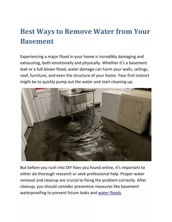 best ways to remove water from your basement