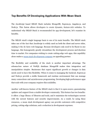Top benefits of developing applications with MEAN Stack