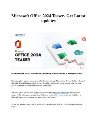 Sneak Peek: Microsoft Office 2024 - Unleash Productivity with DirectDeals