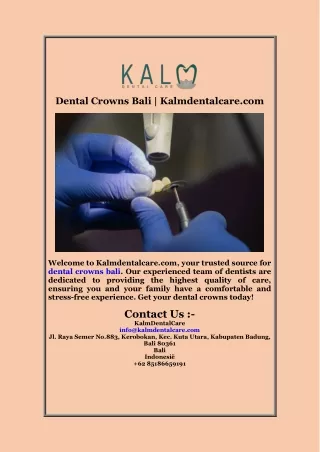 Dental Crowns Bali  Kalmdentalcare com