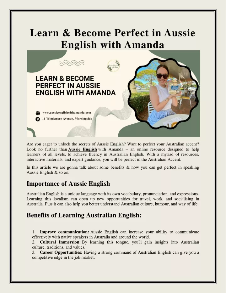 learn become perfect in aussie english with amanda