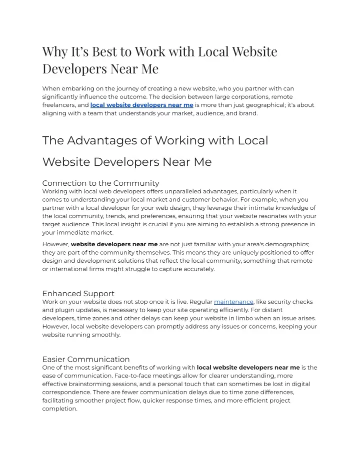 why it s best to work with local website