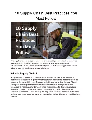 10 Supply Chain Best Practices You Must Follow