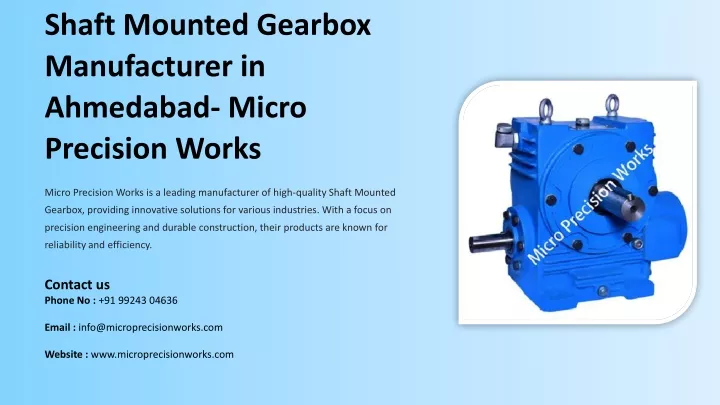 shaft mounted gearbox manufacturer in ahmedabad