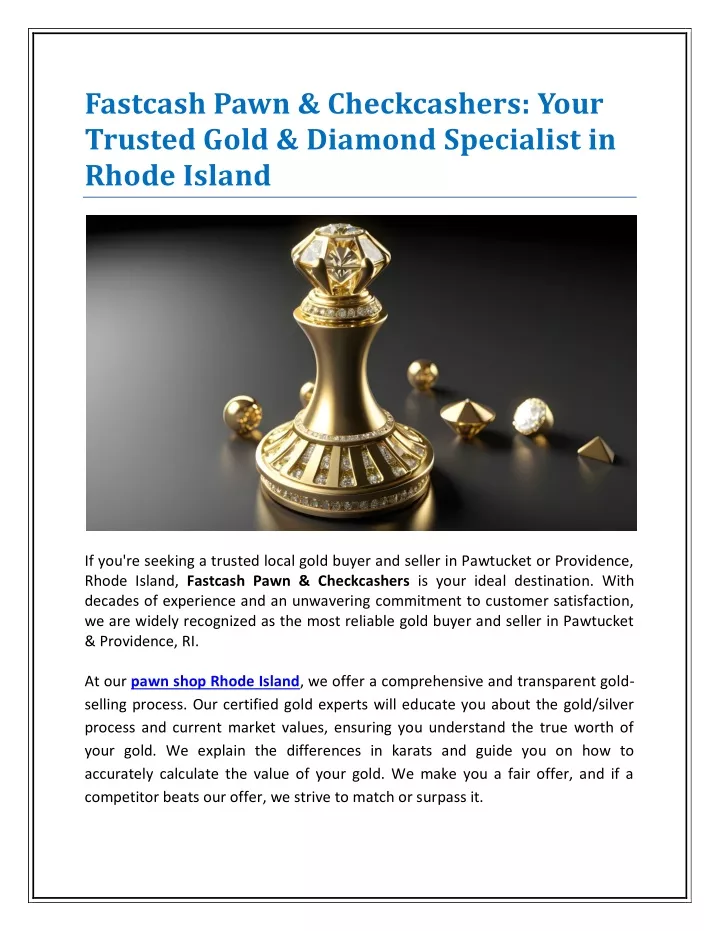 fastcash pawn checkcashers your trusted gold