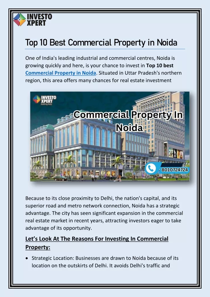 top 10 best commercial property in noida