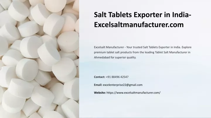 salt tablets exporter in india