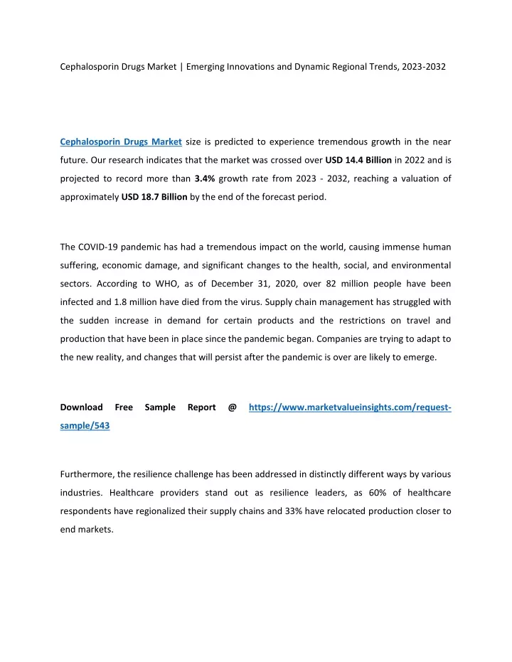 cephalosporin drugs market emerging innovations