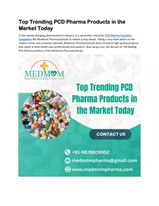Top Trending PCD Pharma Products in the Market Today