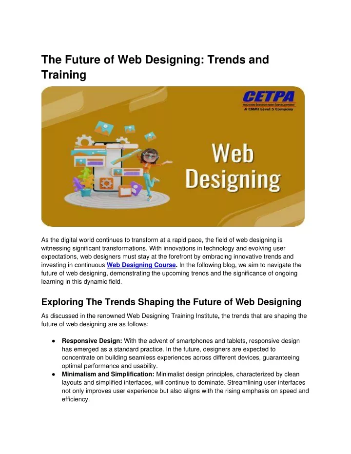 the future of web designing trends and training