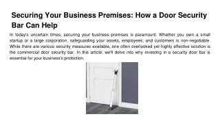 Securing Your Business Premises_ How a Door Security Bar Can Help