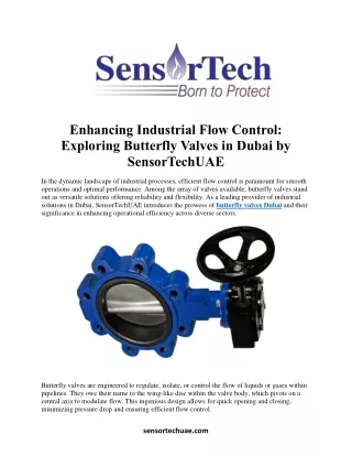 Enhancing Industrial Flow Control:  Exploring Butterfly Valves in Dubai by  Sens