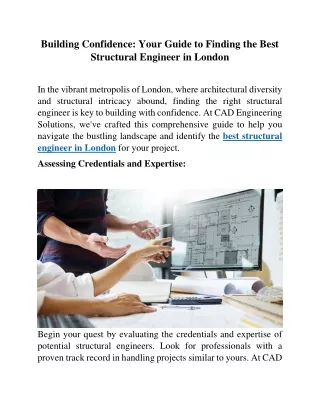 Building Confidence Your Guide to Finding the Best Structural Engineer in London