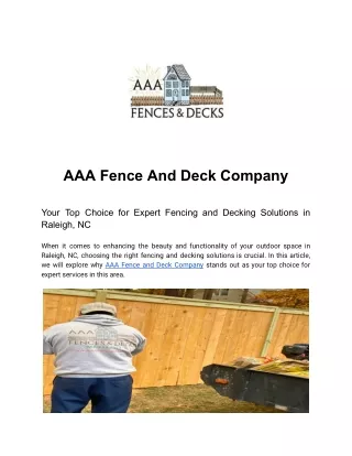Top-Quality Fencing and Decking: AAA Fence And Deck Company in Raleigh