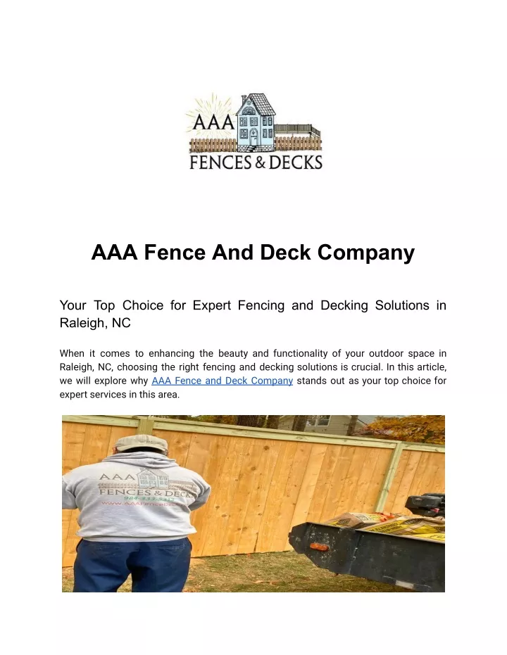 aaa fence and deck company