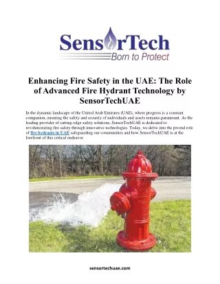 Enhancing Fire Safety in the UAE: The Role  of Advanced Fire Hydrant Technology