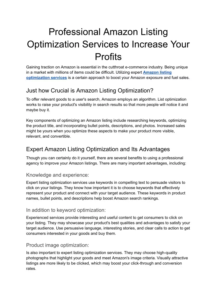 professional amazon listing optimization services