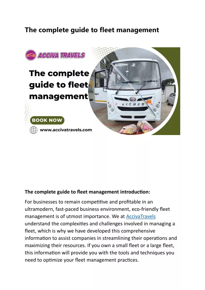 the complete guide to fleet management